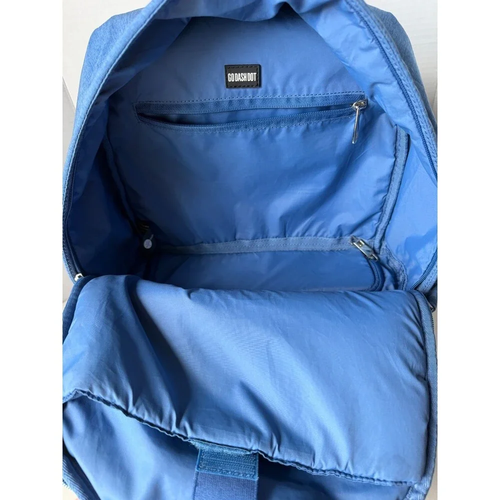 Go Dash Dot Maya Quilted Backpack Blue Lightweight Laptop School Travel Daypack